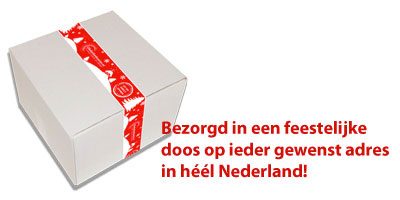 Oliebollenkoerier bezorgd in een feestelijke doos op ieder gewenst adres in heel Nederland