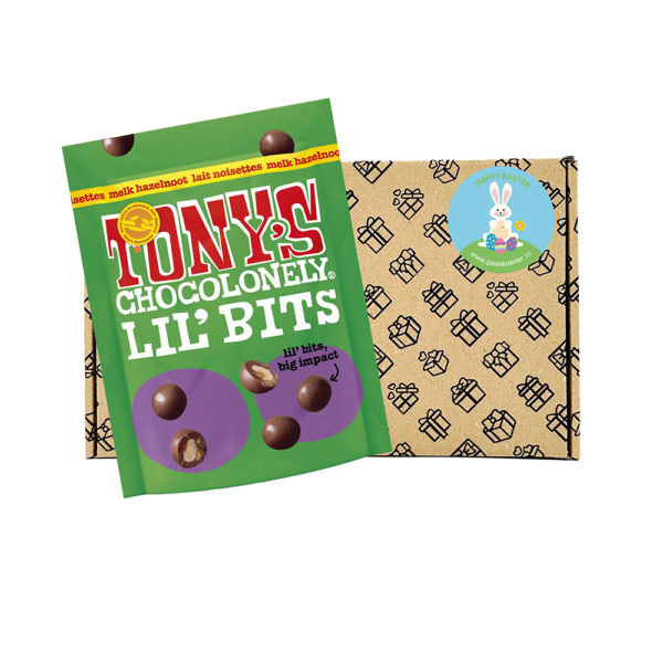 Tony's Chocolonely Lil' Bits melk hazelnoot brievenbus paasgeschenk