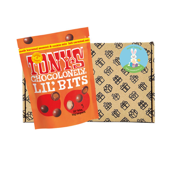 Tony's Chocolonely Lil' Bits melk karamel zeezout & cookie mix brievenbus paasgeschenk