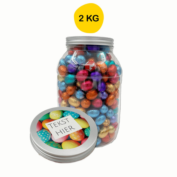 Pot met 2 kilo paaseitjes assorti