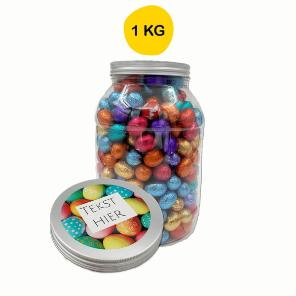 Pot met 1 kilo paaseitjes assorti